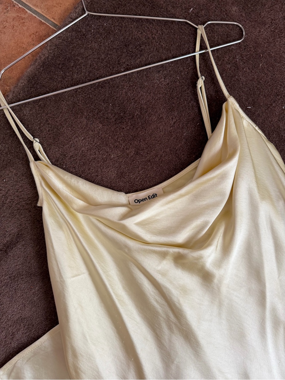 Open Edit Cream Cowl Neck Midi Dress